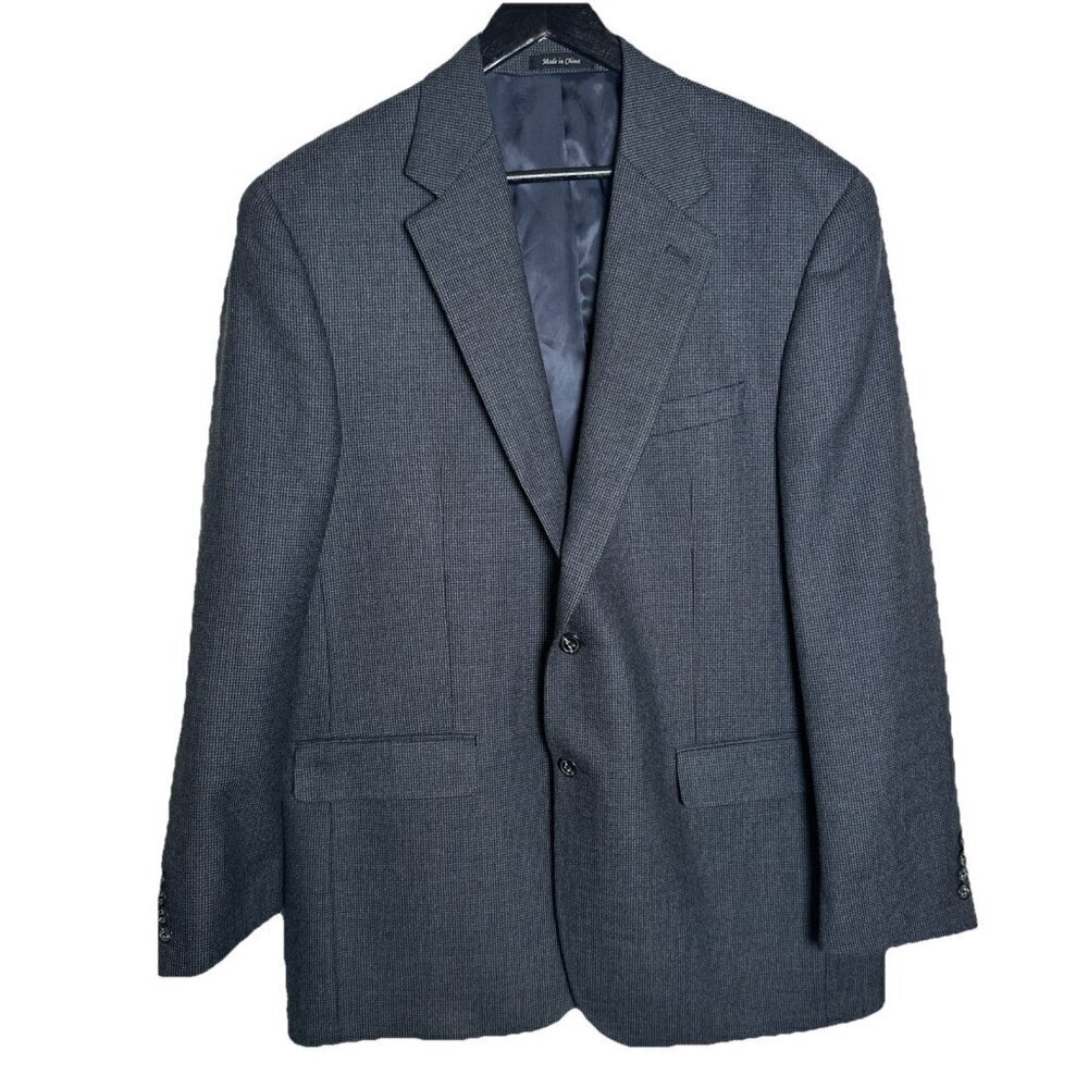 Ralph Lauren Men's Wool Tweed Sport Coat Jacket Sz 44L Herringbone Gray Blazer